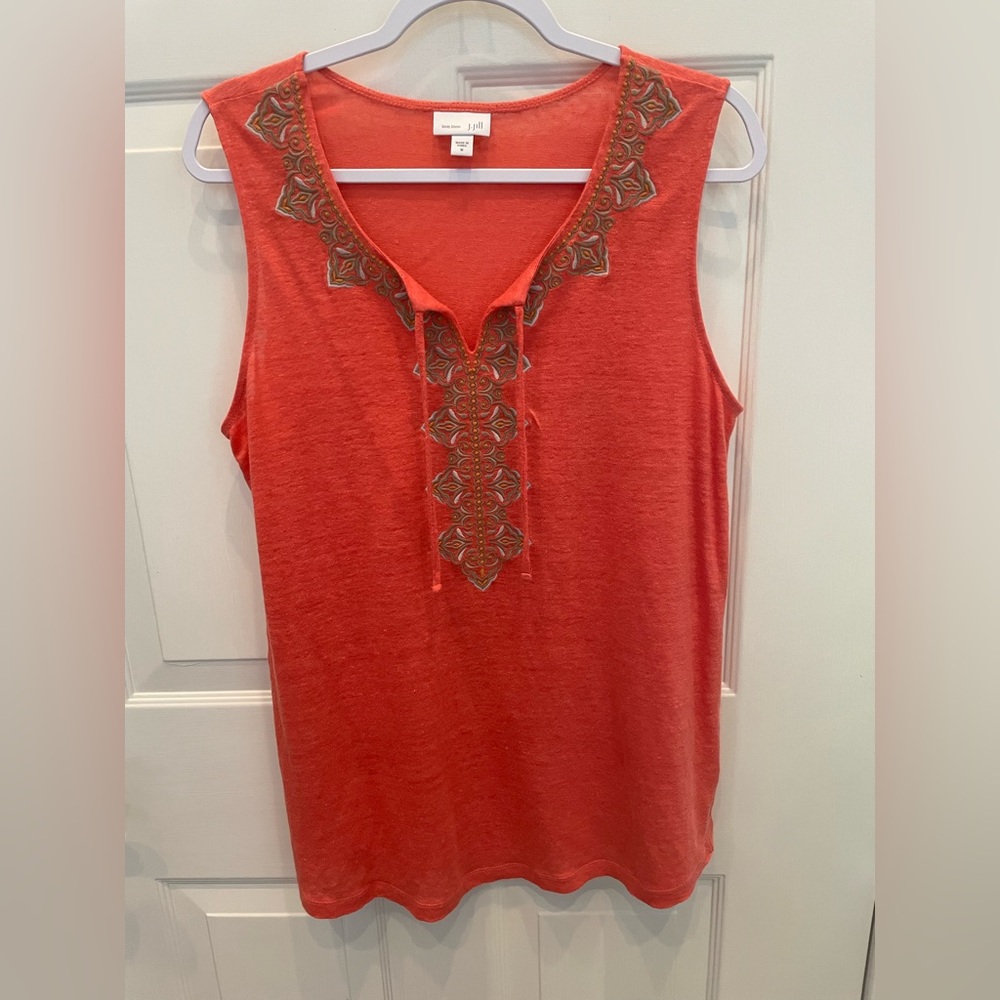 J. Jill Embellished Sleeveless Tunic Orange